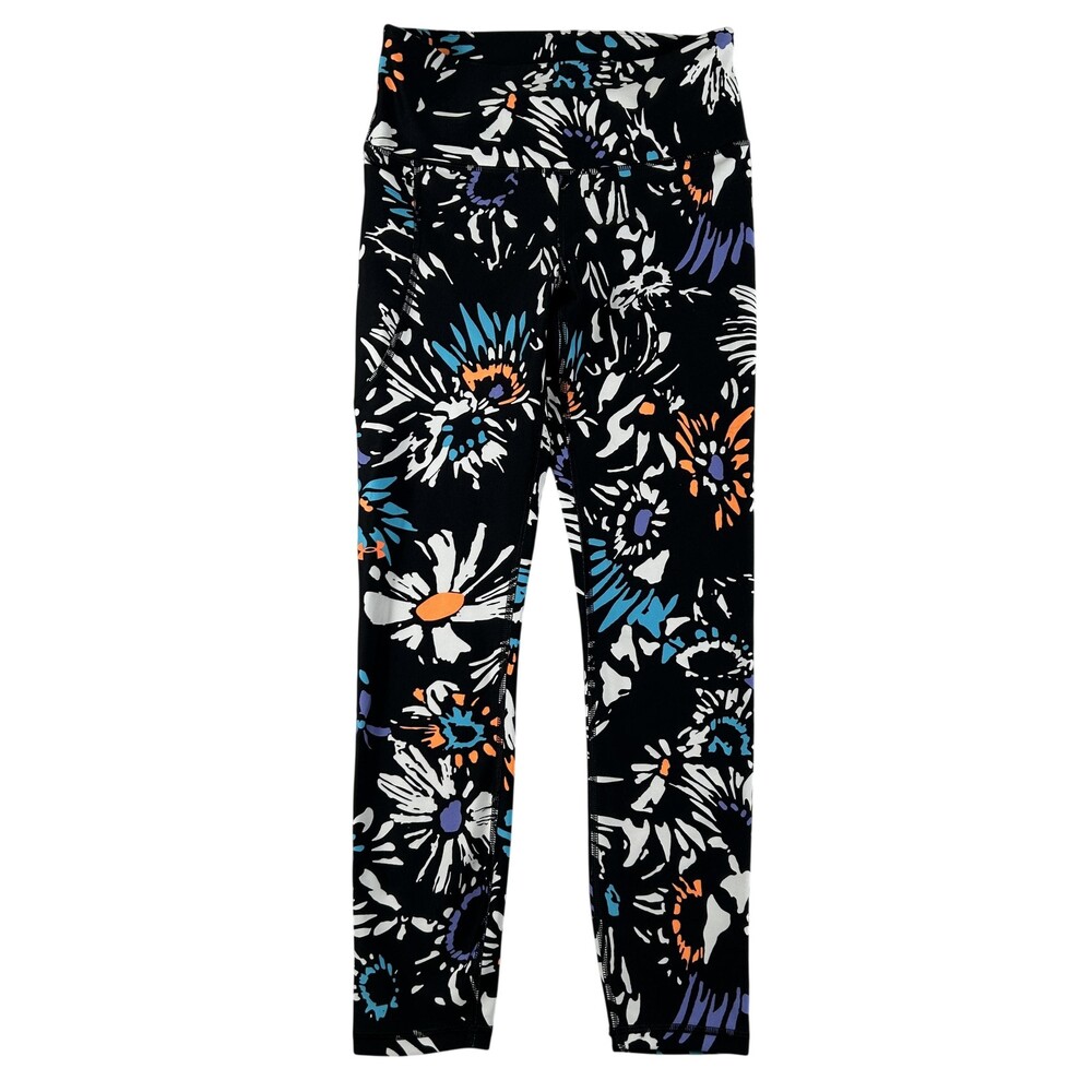 Under Armour Leggings Womens Small Compression Floral High Rise Crop Pockets